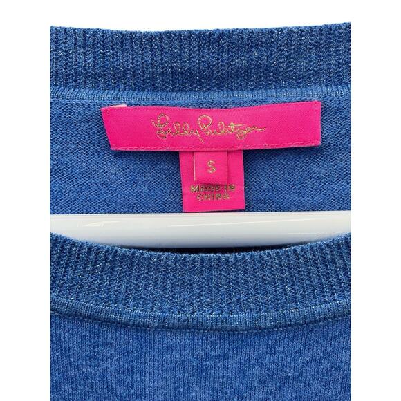 Lilly Pulitzer | Cobo Blue Pull Over Boatneck Oversized Sweater With Pockets | S - Picture 14 of 16